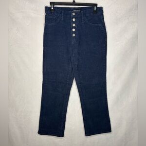 VTG 90s Button Fly Blue Corduroy Lucky Brand High Rise Crop Mini Boot 6/28